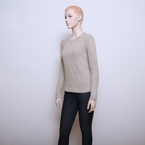 J. Crew Factory Metallic Lambs Wool Blend Crew Neck Sweater Tan Women Size XS - Picture 2 of 9